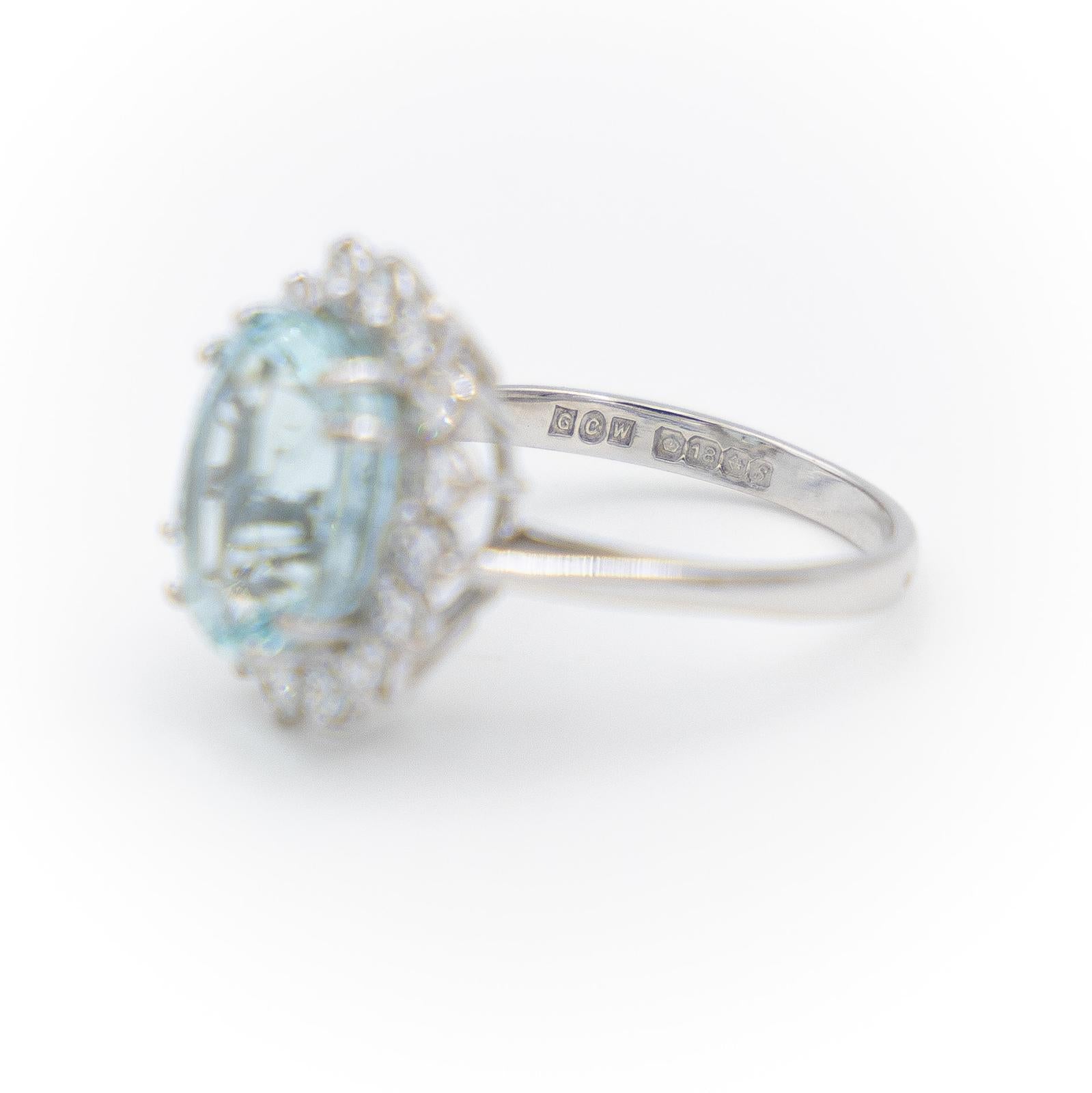 Bague Pompadour Or blanc Aigue Marine