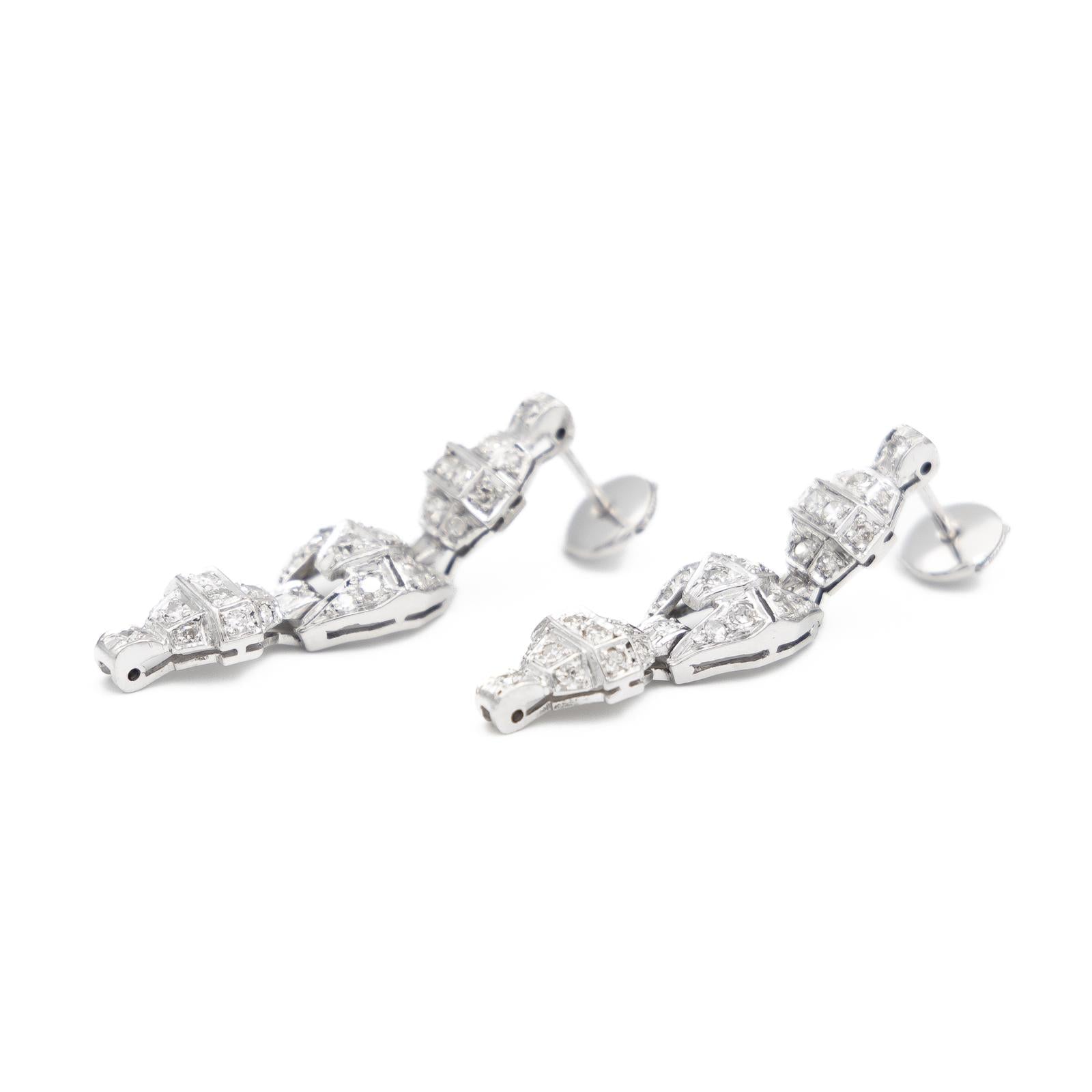 Art deco earrings White gold Diamond