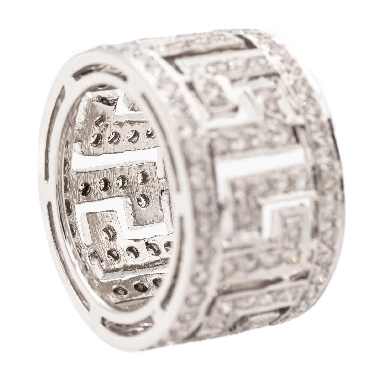 Bague Bandeau ajourée en or blanc et diamants
