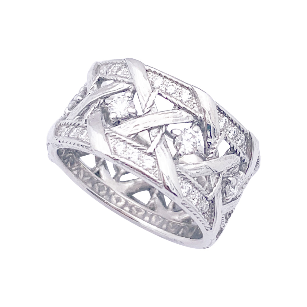 Bague DIOR "My Dior", or blanc et diamants