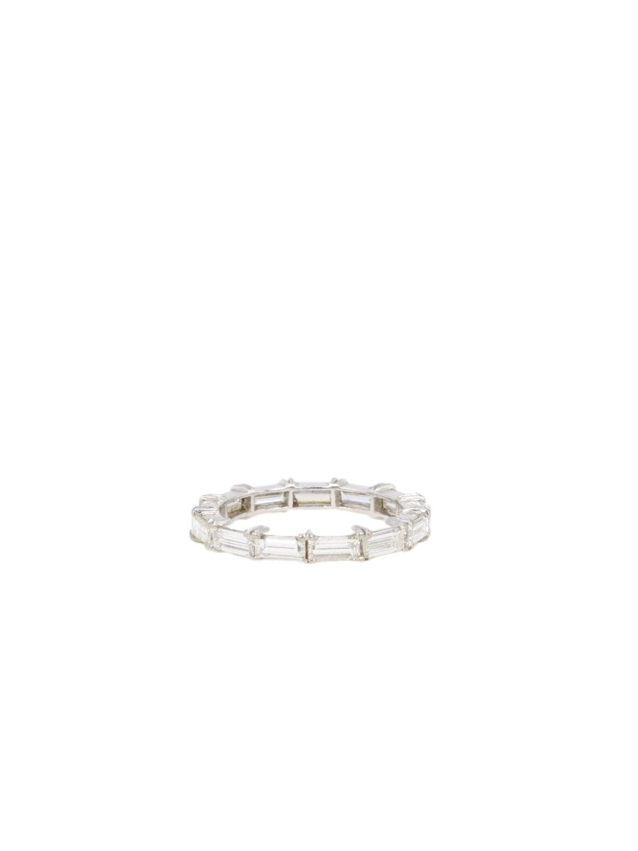 Alliance américiane en or blanc et diamants taille baguette - Castafiore