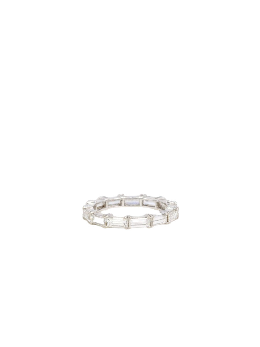 Alliance américiane en or blanc et diamants taille baguette - Castafiore