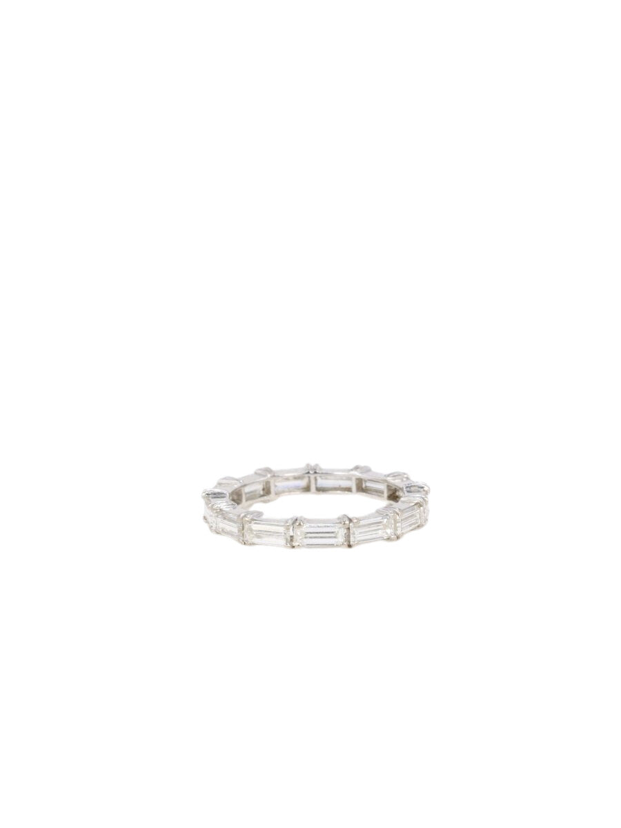 Alliance américiane en or blanc et diamants taille baguette - Castafiore