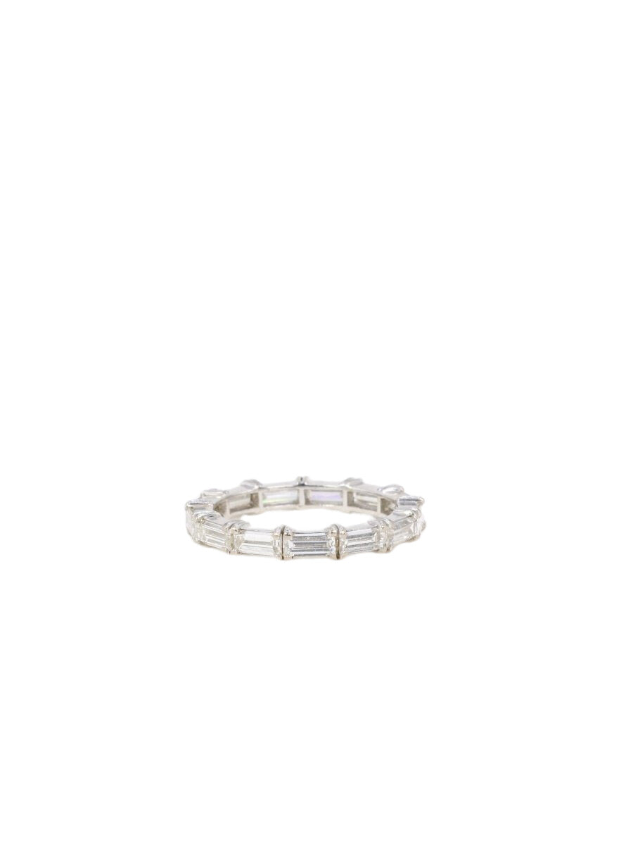 Alliance américiane en or blanc et diamants taille baguette - Castafiore