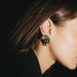 Boucles d'oreilles Clip LALAOUNIS Serpents en or jaune, émail, rubis et diamants