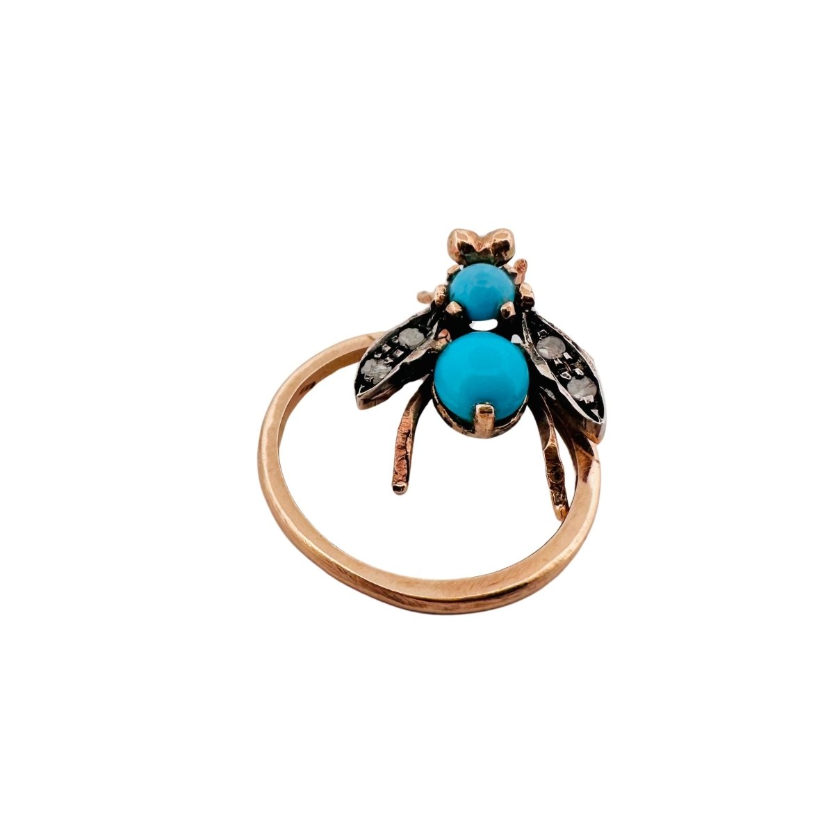 Bague Abeille en or jaune, argent ,turquoise et diamants. - Castafiore