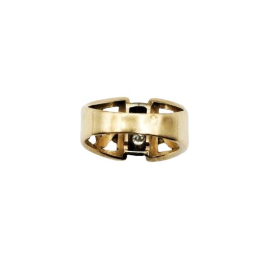 Bague ajourée en or jaune et diamants - Castafiore