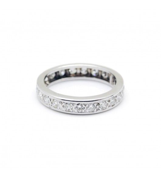 Bague Alliance américaine en or blanc et diamants - Castafiore