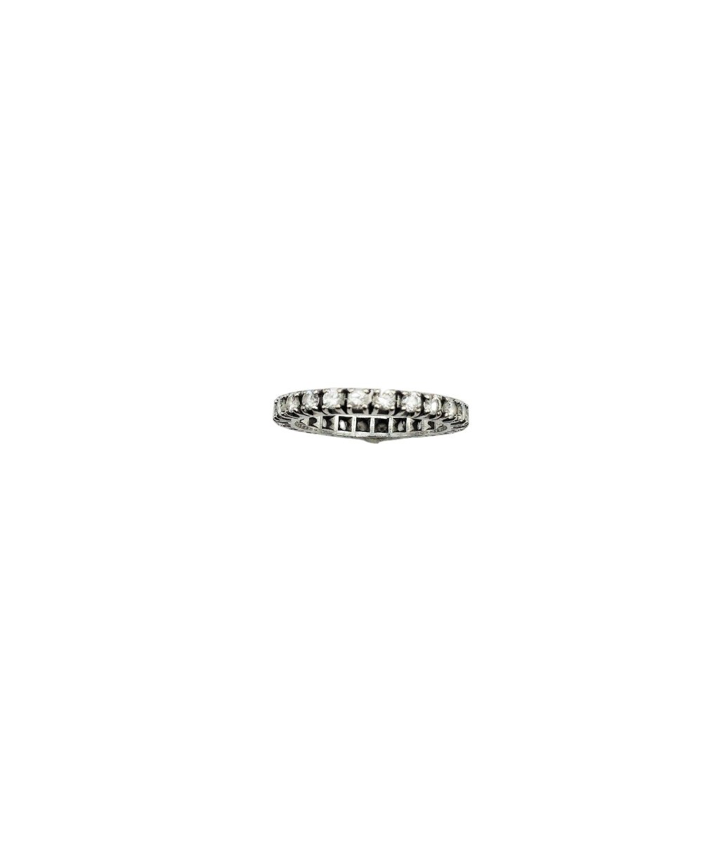 Bague Alliance américaine en or blanc et diamants - Castafiore
