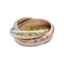 Bague Alliance CARTIER "Trinity" en 3 ors et diamants - Castafiore