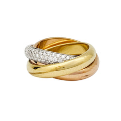 Bague Alliance CARTIER "Trinity" en 3 ors et diamants - Castafiore