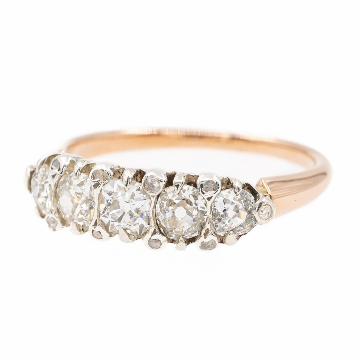 Bague Alliance en or blanc, or rose et diamants - Castafiore