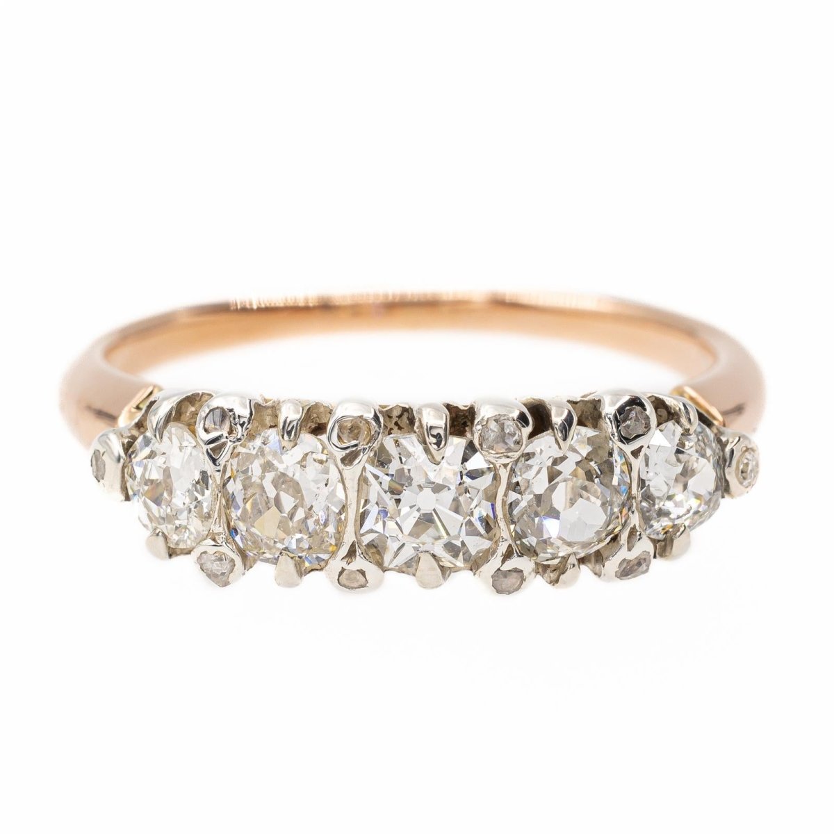 Bague Alliance en or blanc, or rose et diamants - Castafiore