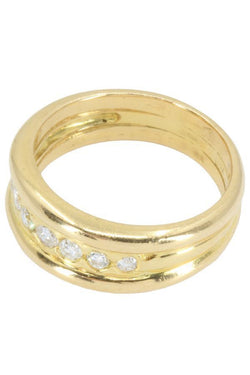 Bague Alliance En Or Jaune Et Diamant - Castafiore