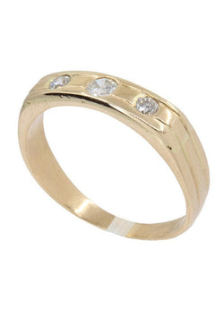 Bague Alliance En Or Jaune Et En Diamants - Castafiore