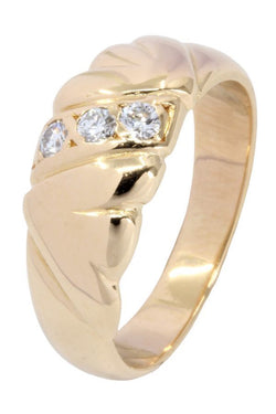 Bague Alliance En Or Jaune Et En Diamants - Castafiore
