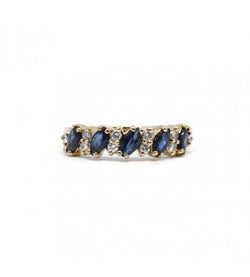 Bague Alliance en or jaune, saphirs et diamants - Castafiore