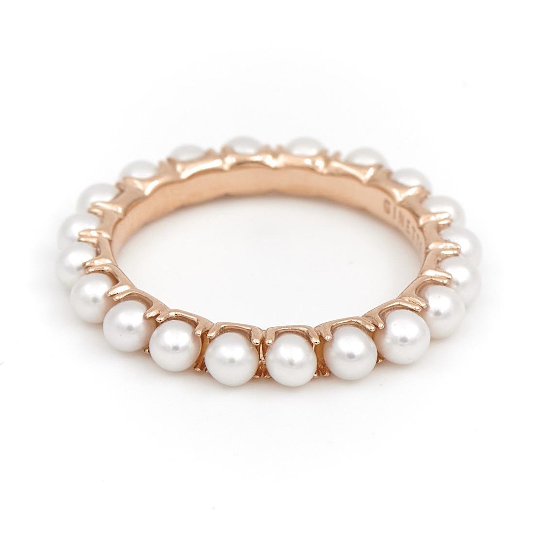 Bague Alliance GINETTE NY "Maria" en or rose et perles - Castafiore