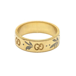 Bague Alliance GUCCI "Icon Blossom" en or jaune et émail. - Castafiore