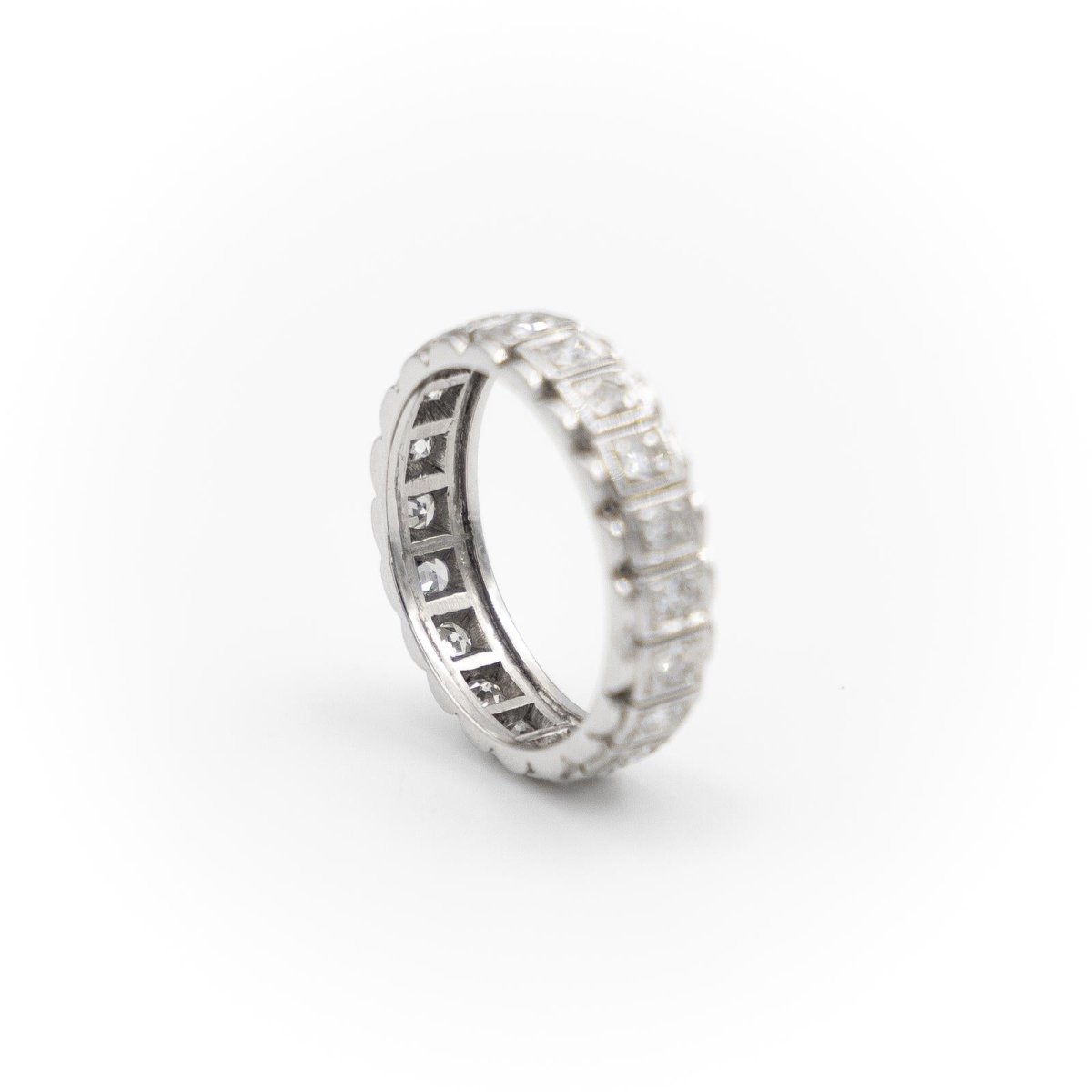 Bague Alliance Or blanc Diamant - Castafiore