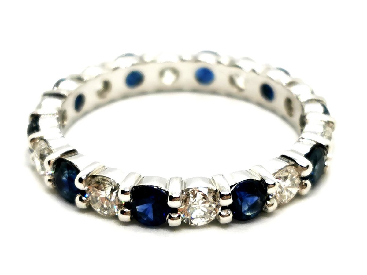 Bague Alliance Or blanc Saphir - Castafiore
