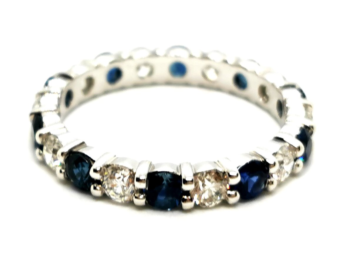 Bague Alliance Or blanc Saphir - Castafiore