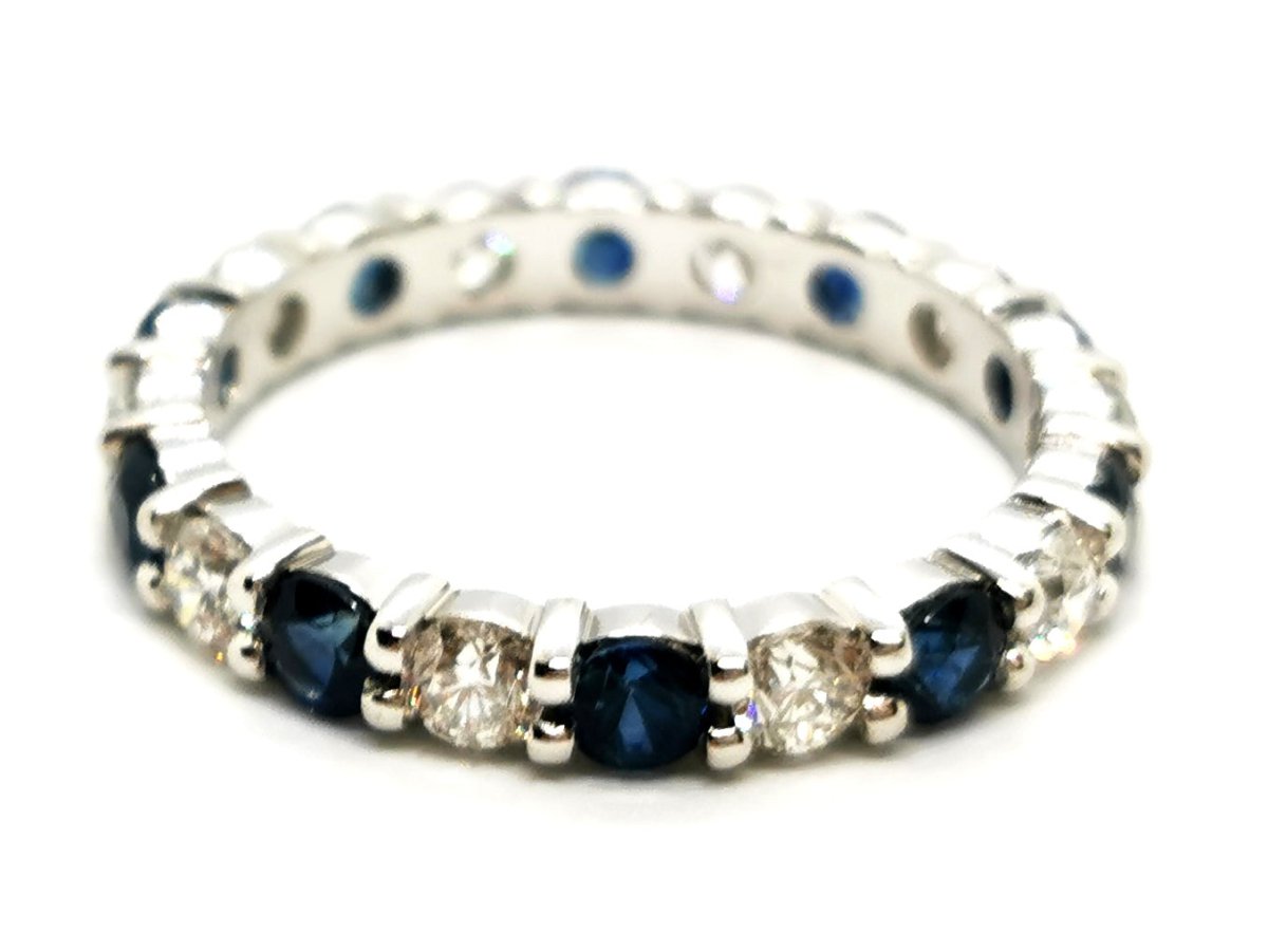 Bague Alliance Or blanc Saphir - Castafiore
