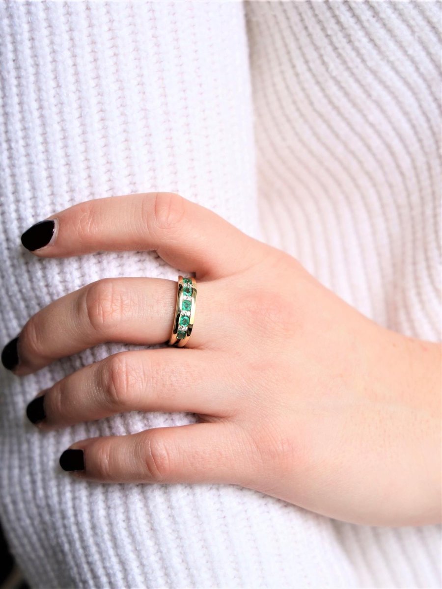 Bague Alliance Or jaune Emeraude - Castafiore
