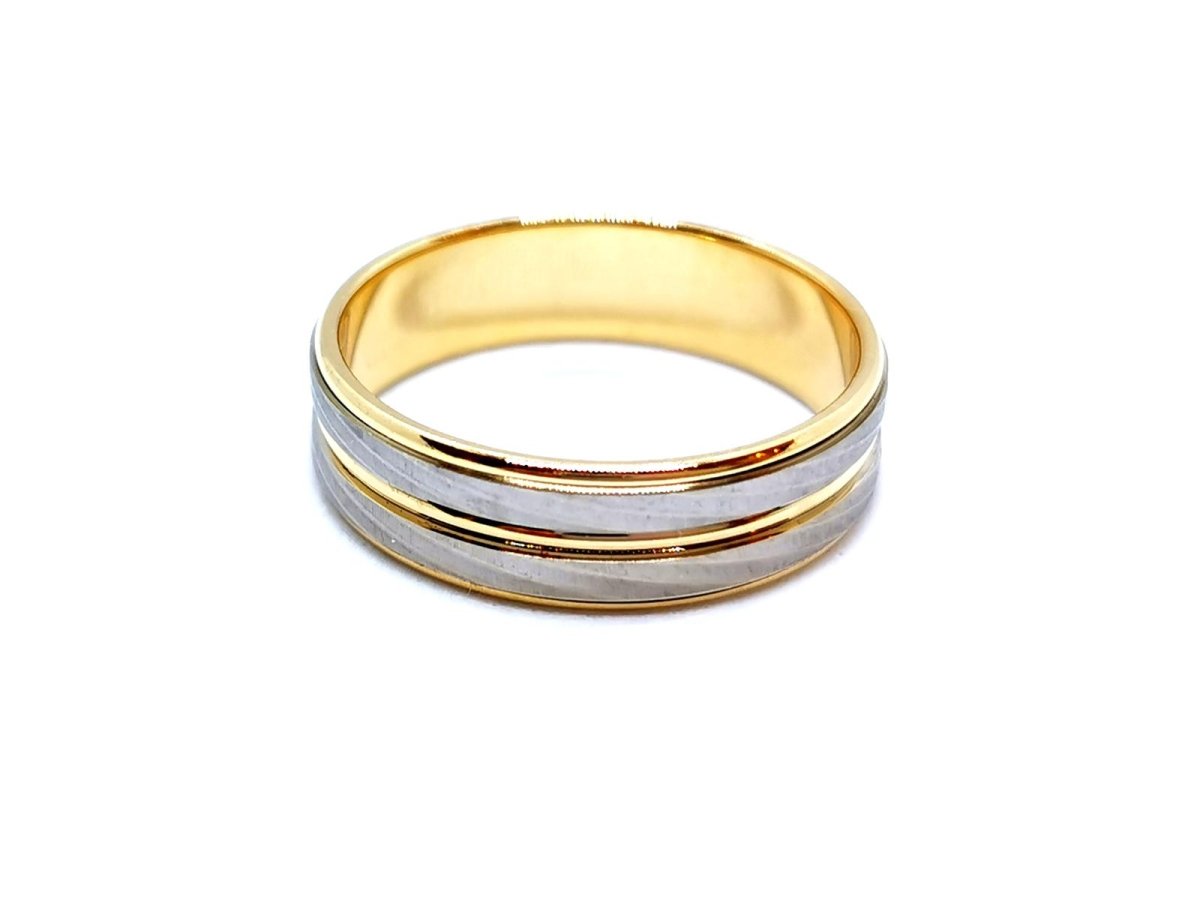Bague Alliance or jaune et or blanc - Castafiore