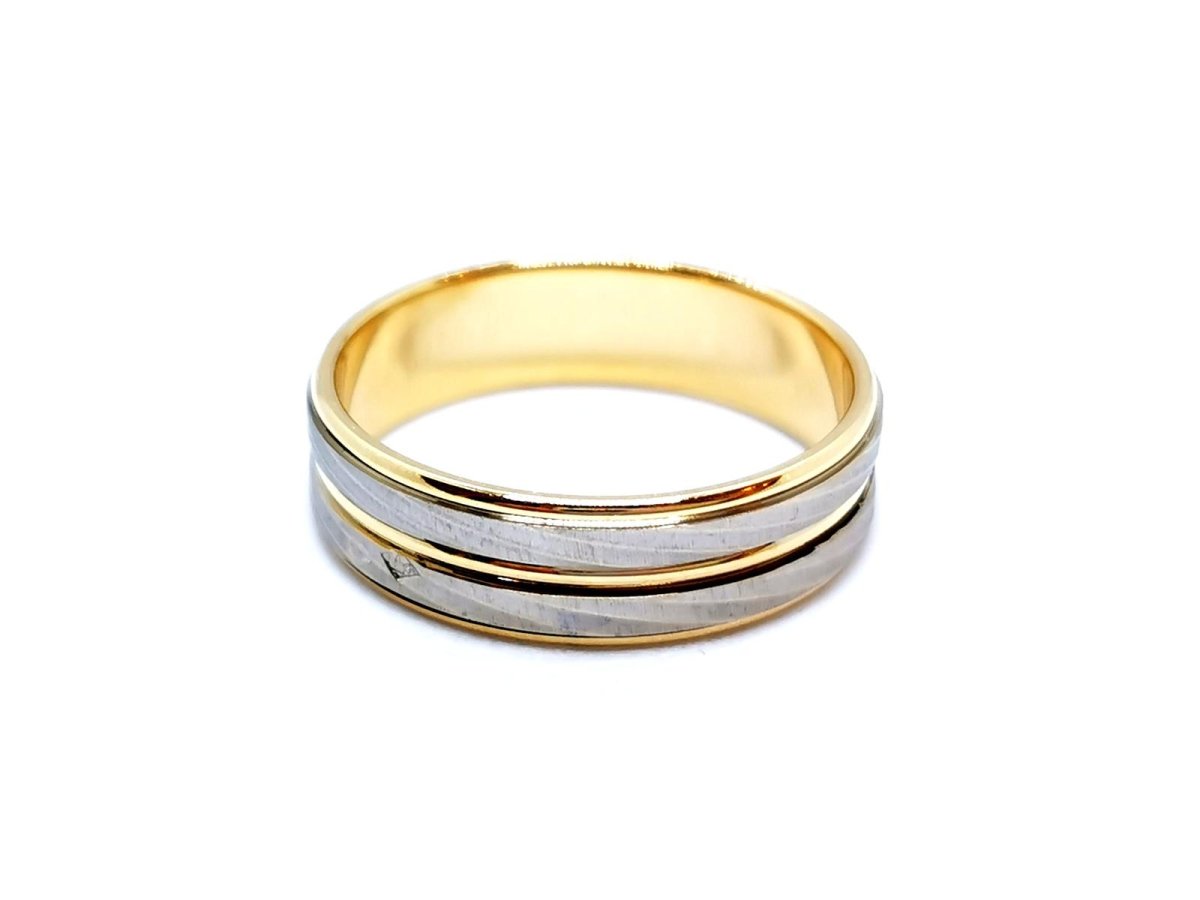 Bague Alliance or jaune et or blanc - Castafiore