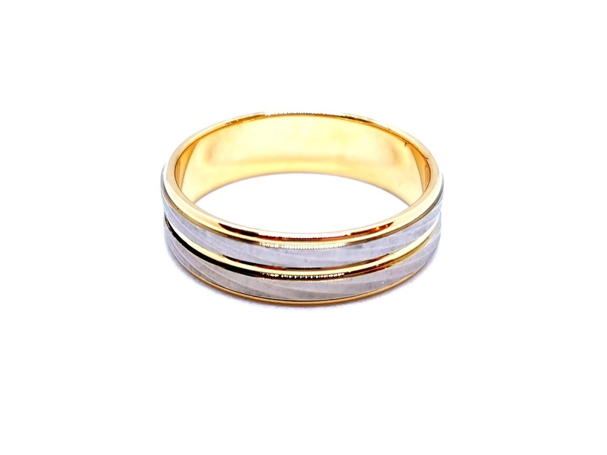Bague Alliance or jaune et or blanc - Castafiore