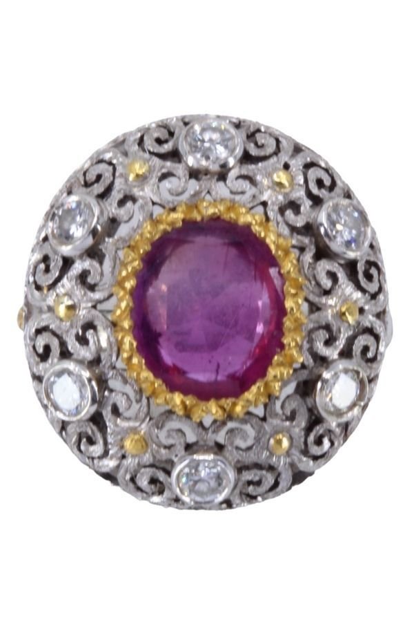 Bague ancienne en or jaune et or blanc, et rubis et diamants - Castafiore