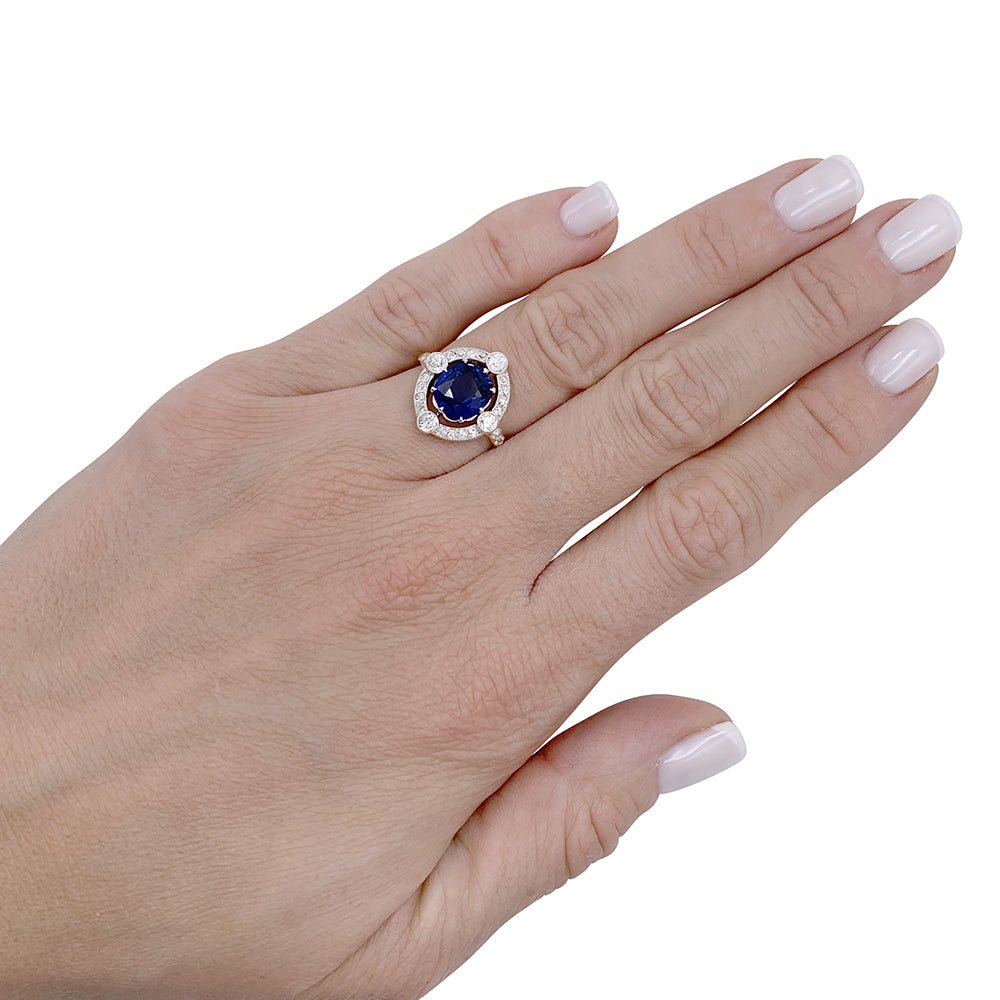 Bague années 1920, saphir Ceylan, diamants taille ancienne - Castafiore