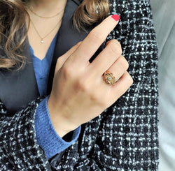 Bague Années 40 Godronnée Et Ajourée - Castafiore