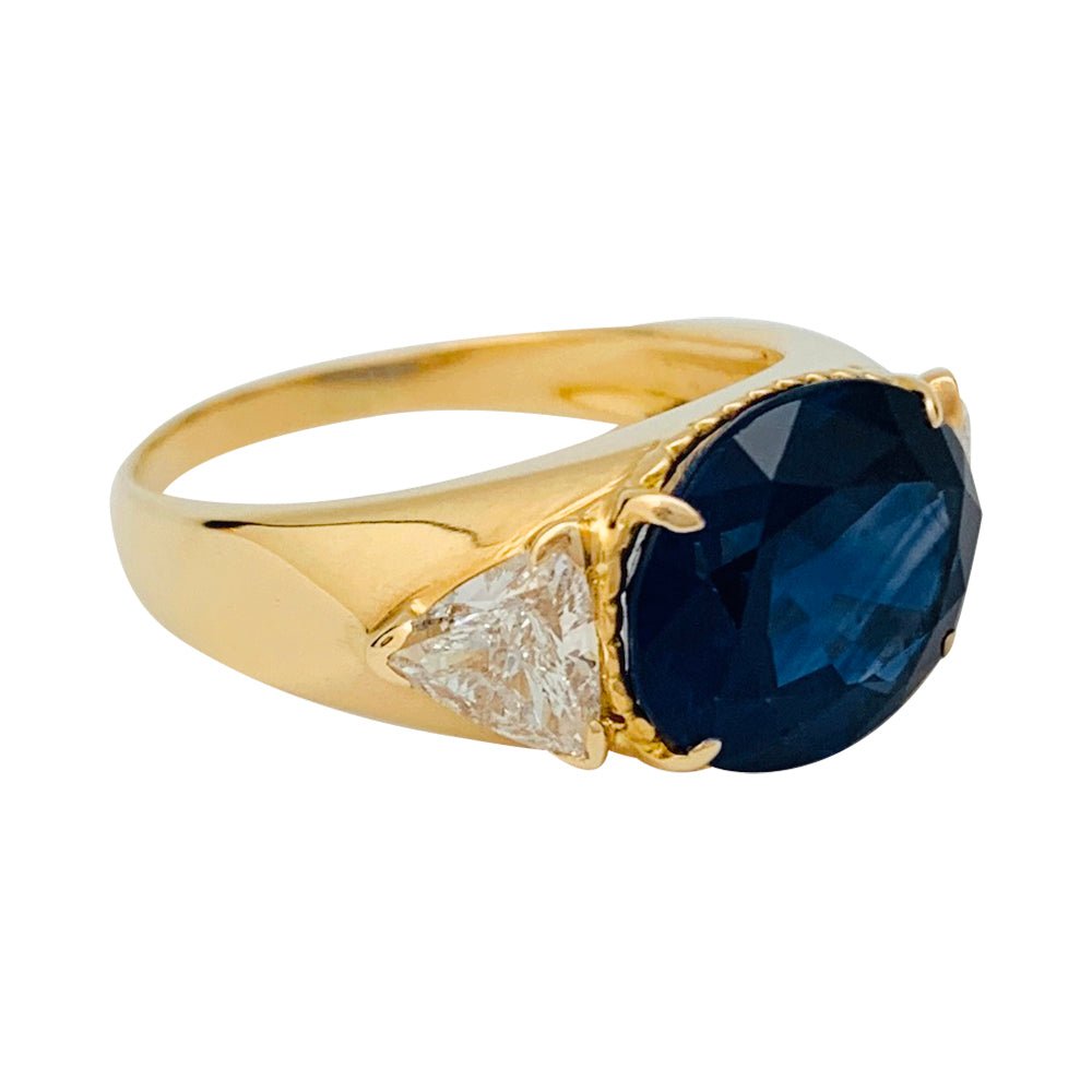 Bague A.Reza en or jaune saphir 6,71 carats et diamants - Castafiore