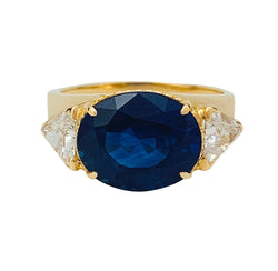 Bague A.Reza en or jaune saphir 6,71 carats et diamants - Castafiore