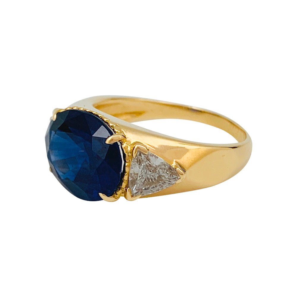 Bague A.Reza en or jaune saphir 6,71 carats et diamants - Castafiore