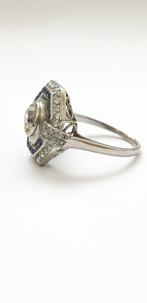 Bague art déco années 30 platine diamants - Castafiore