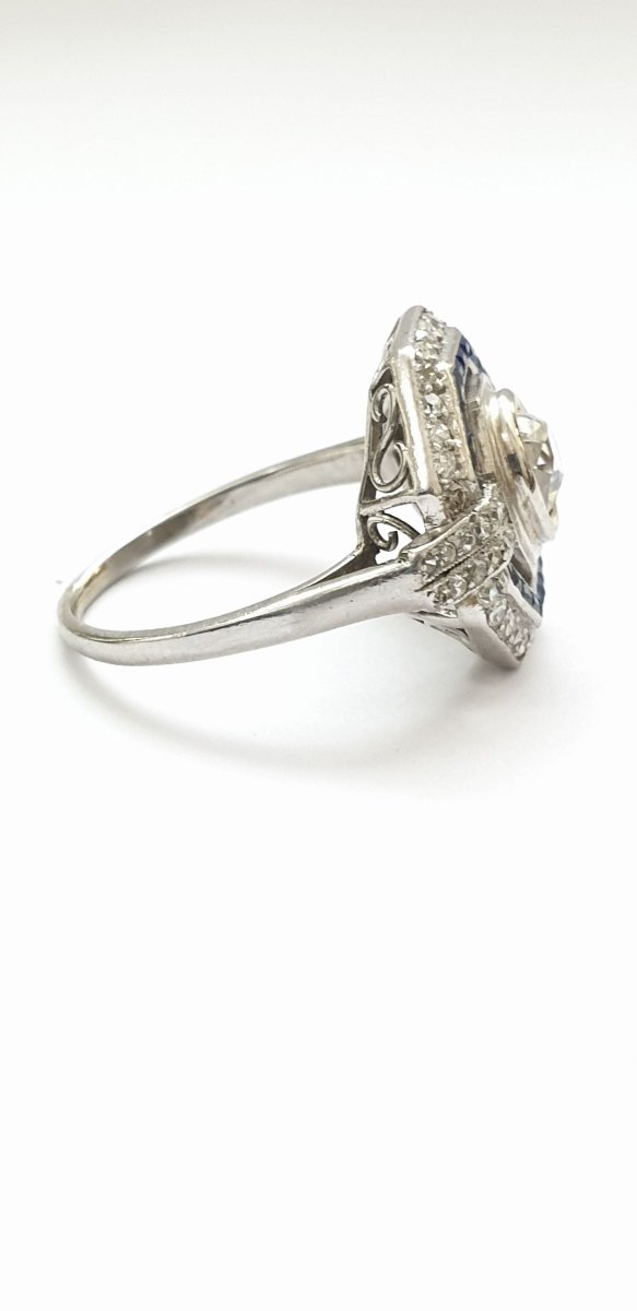 Bague art déco années 30 platine diamants - Castafiore
