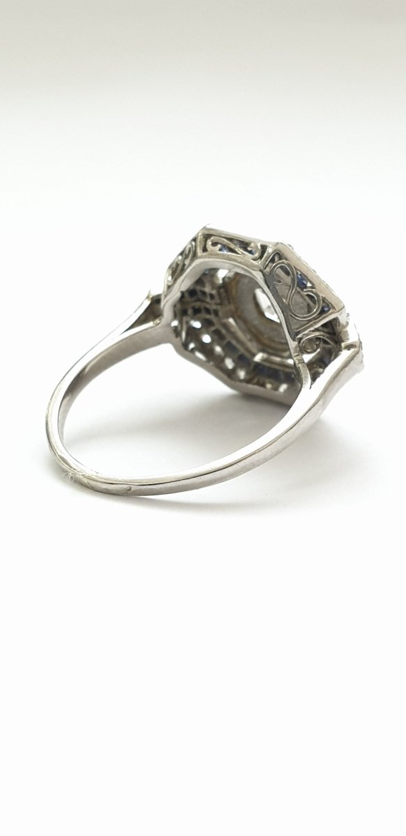 Bague art déco années 30 platine diamants - Castafiore