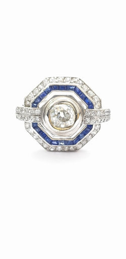 Bague art déco années 30 platine diamants - Castafiore