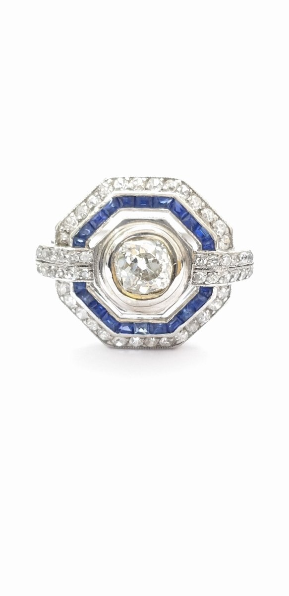 Bague art déco années 30 platine diamants - Castafiore