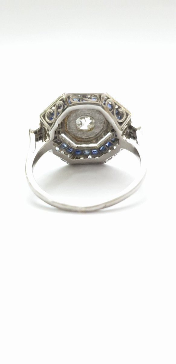 Bague art déco années 30 platine diamants - Castafiore