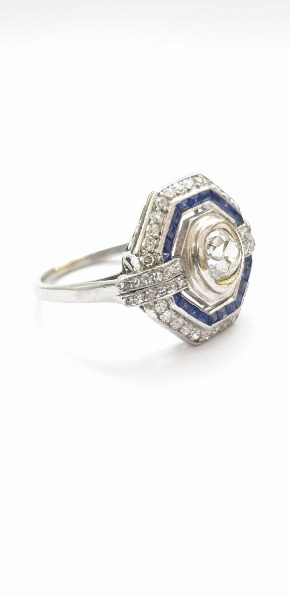 Bague art déco années 30 platine diamants - Castafiore