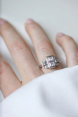 Bague Art Déco diamants sur platine - Castafiore