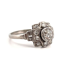 Bague Art Déco en platine et diamant - Castafiore