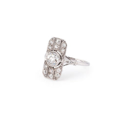 Bague Art Déco en platine, or blanc et diamants - Castafiore