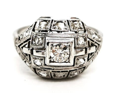 Bague Art déco Or blanc Diamant - Castafiore