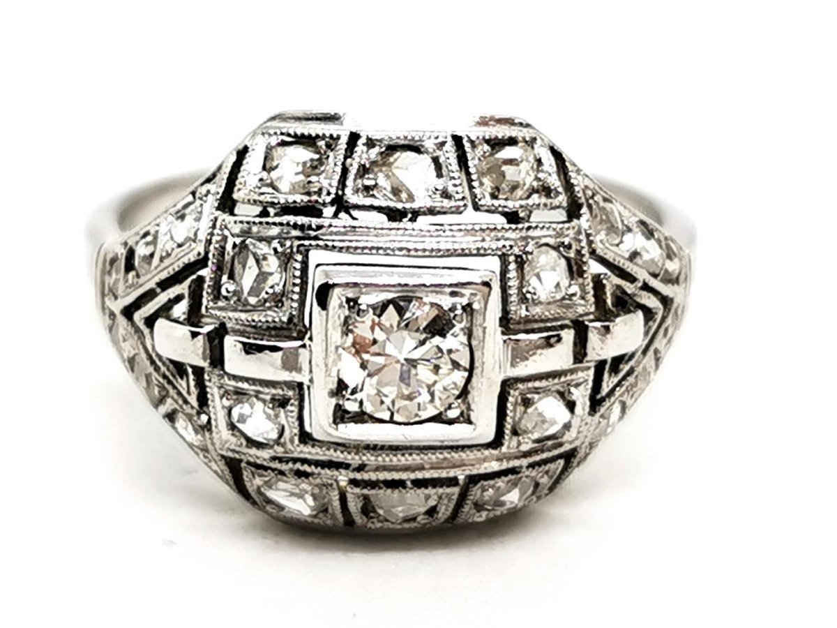Bague Art déco Or blanc Diamant - Castafiore