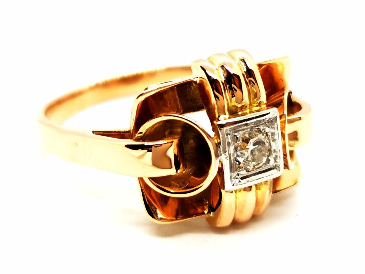 Bague Art déco Or jaune Diamant - Castafiore